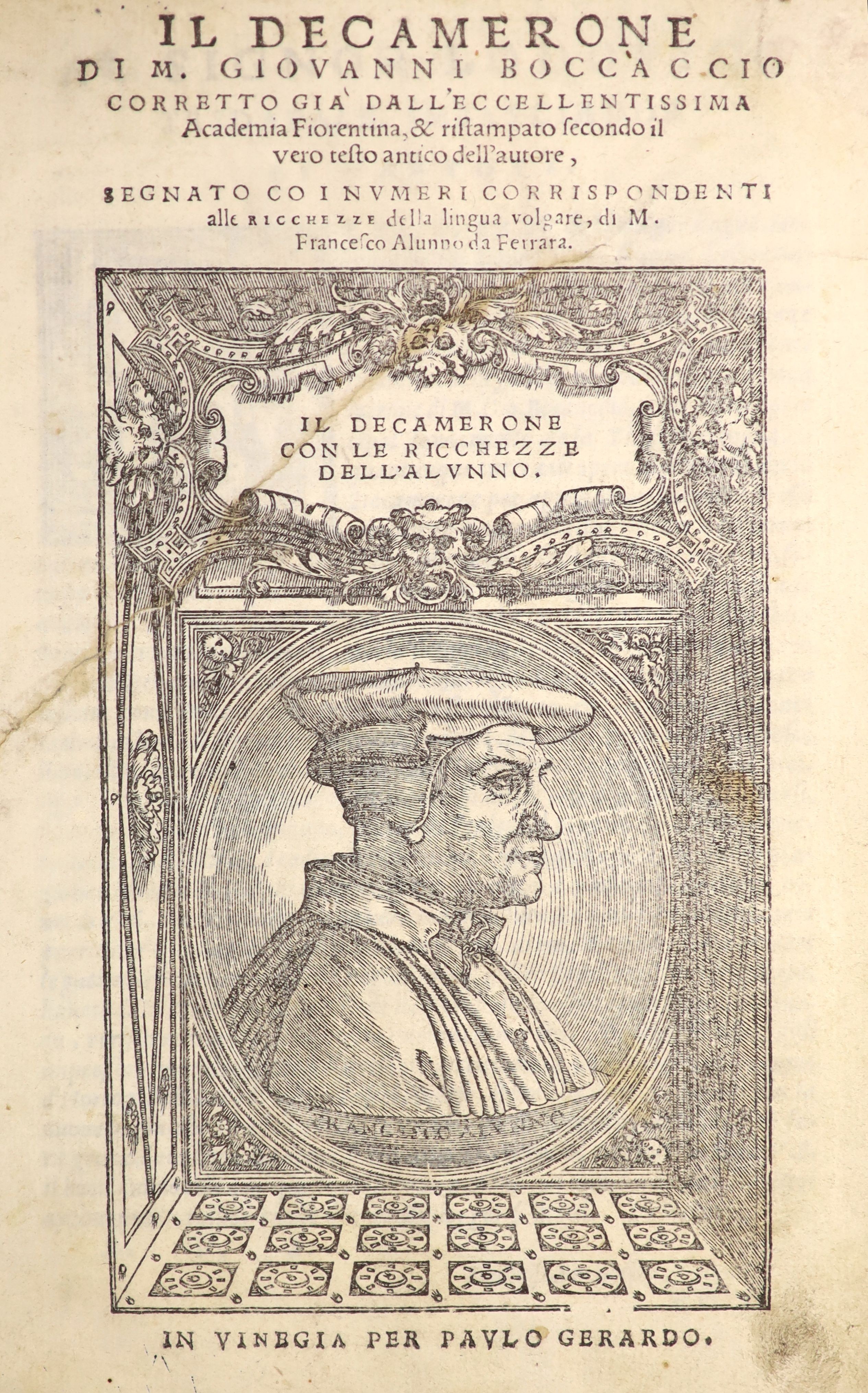 Boccaccio, Giovanni. Il Decamerone. Corretto gia dall 'Exxellentissima Academia Fiorentina ...